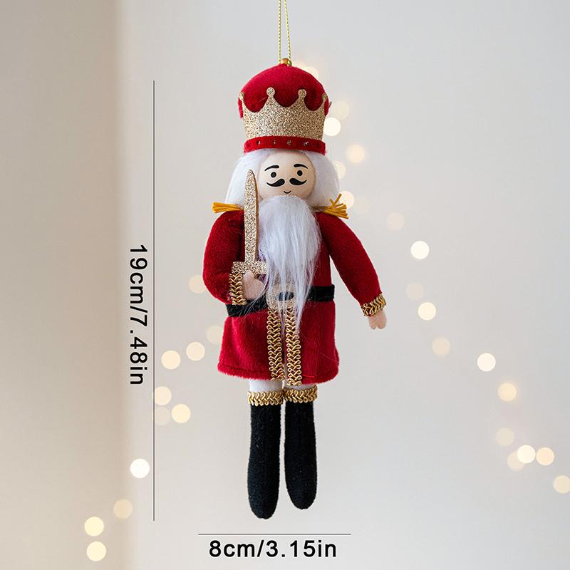 Nutcracker Hanging Ornament: Christmas Soldier Figure Stuffed King Fabric Nutcrackers Dolls Xmas Holiday Tree Decor For Holiday