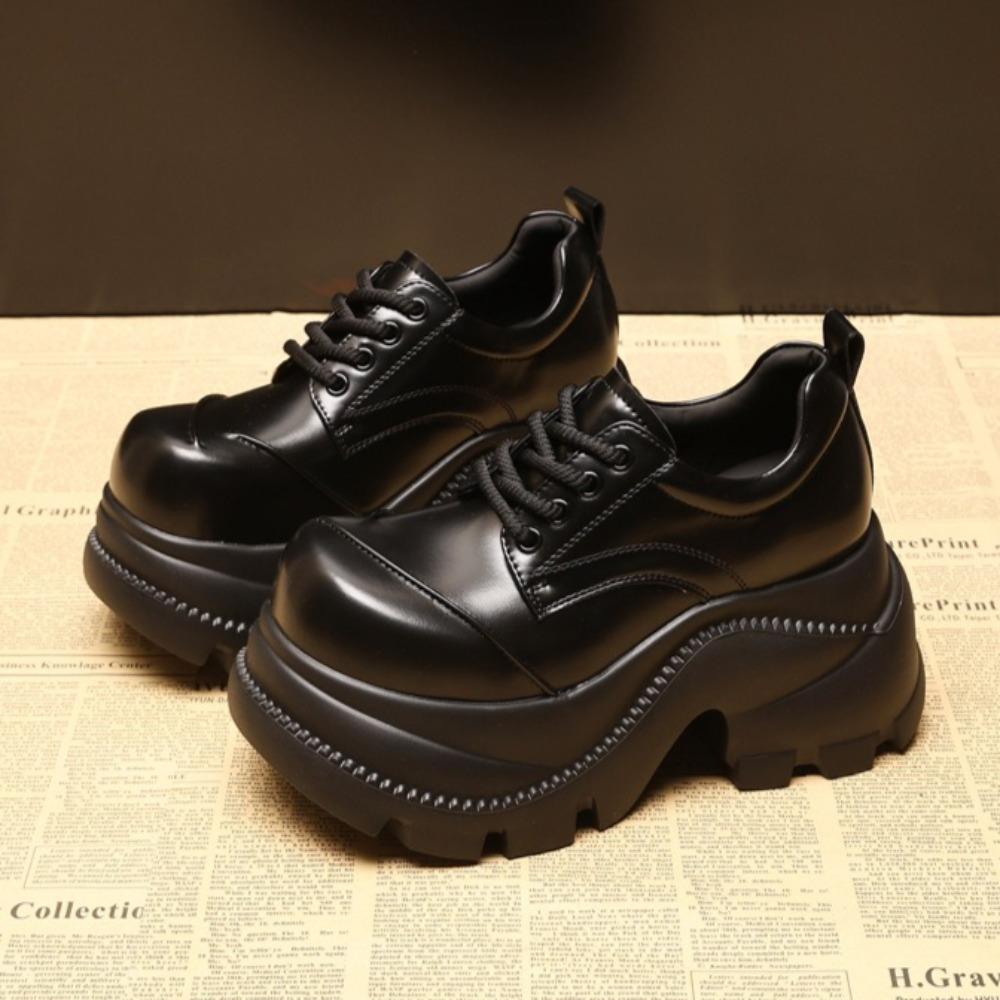Women's Platform Shoes Thick Soled Inner Height Increasing Women's Shoes 9cm Small Leather Shoes Women's Autumn New Single Shoe
