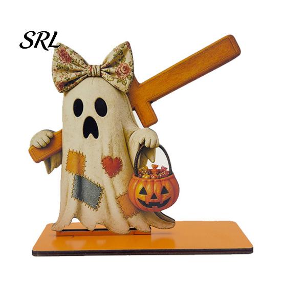 Wooden Roll Paper Stand Halloween Towel Holder, Cute Patchwork Ghost Napkin Stand, Holiday Home Accents Rustic Dispenser for Kitchen Dining