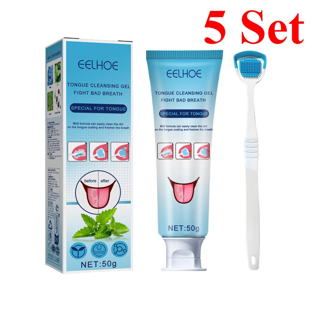 Zungenreinigungs-Gel-Set mit Bürste Mundpflege Entfernung Geruch Gesundheit Frischer Atem Pflege Dentalhygiene-Werkzeuge Belag Reinigungsset