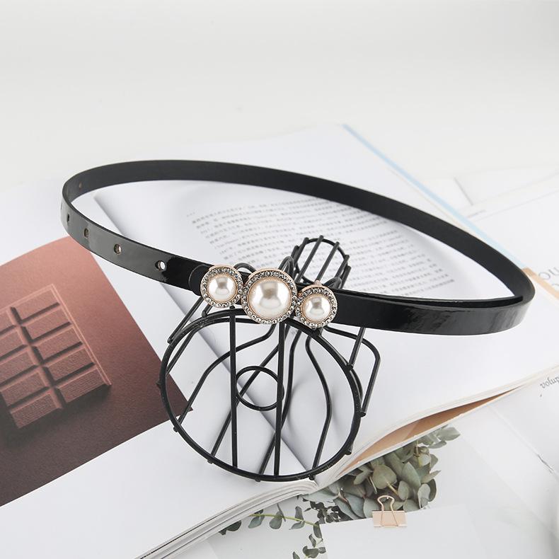 

And Versatile Belt Slimming With Pearl Metal Buckle Belt Dress Decoration чорний