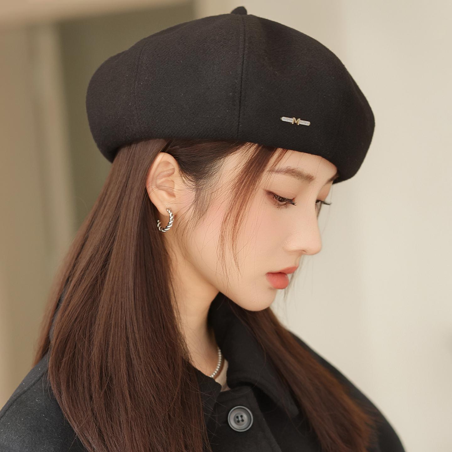 Простой берет Женский Весенне-осенний Новый Ретро шляпа художника adjustable чёрный