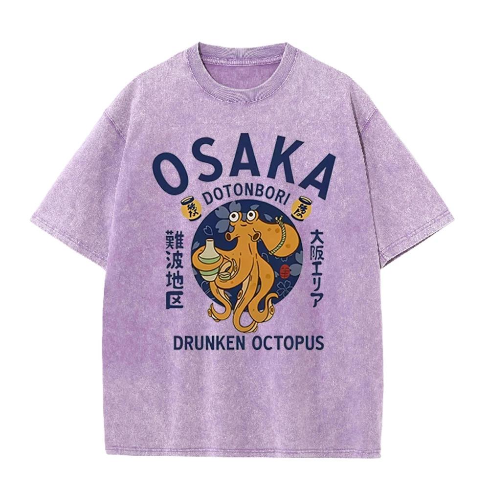 2026 Japanese Osaka Dotonbori Drunken Octopus Food Lover Funny Graphic Tee Shirt Mens Women Fashion High Quality Cotton Tshirts