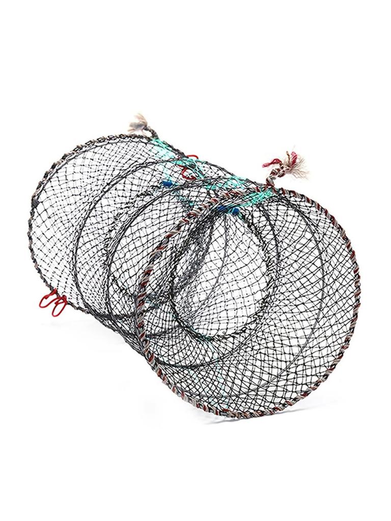 Black Diameter 25cm Portable Encrypted Fishing Net Circular Foldable Fishing Net With Drawstring Portable Fishing Nets
