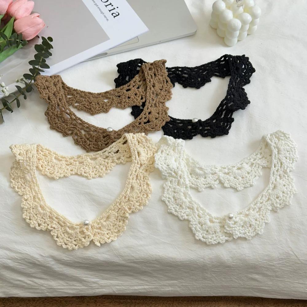 Round Neck Hollow Out Crochet Shawl Sweet Blouse Shoulders Fake Collar Knitted Scarves  Spring