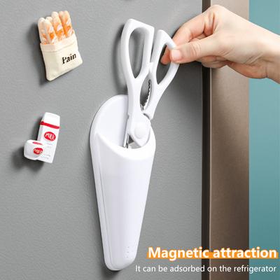 1 Stück Magnetischer Scherenhalter für Kühlschrank Wandmontage Kunststoff Aufbewahrungs-Organizer mit Starker Magnetischer Rückplatte Platzsparender Küchenwerkzeughalter