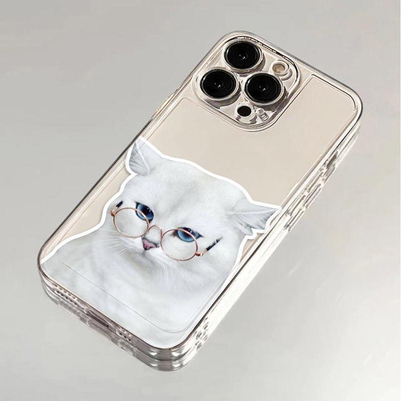 Serious face kitten applies to iPhone17promax Apple 16 transparent cat mobile phone case 14/13 fine hole 15