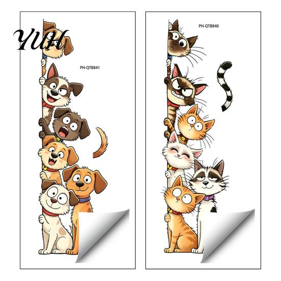 Cartoon Cat or Dog Wall Art Cute Cats/Dogs Stickers, Waterproof PVC Decals, Peel And Durable Outdoor Window Decals Stick Decorative Murals for Nursery