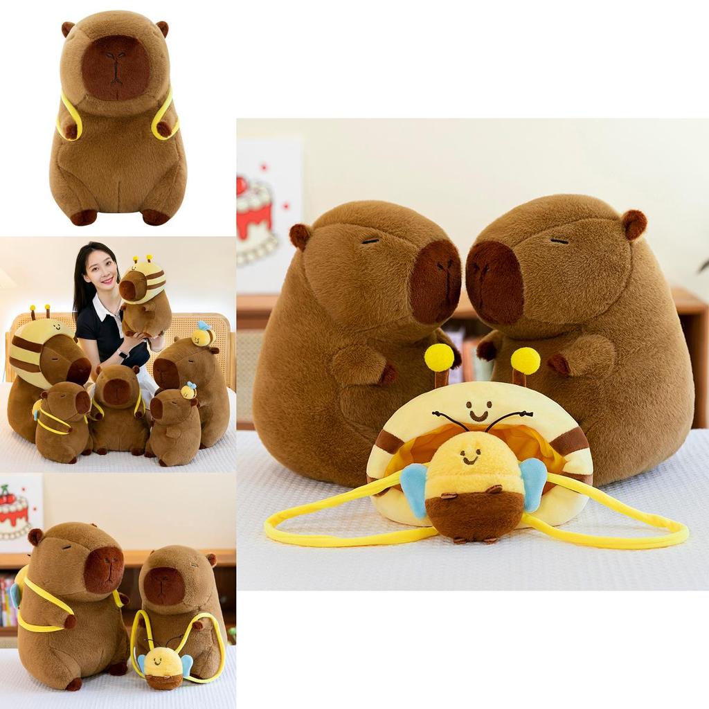 Capybara Animal Plush Toy Cushion With Bee Backpack For Kids Gift