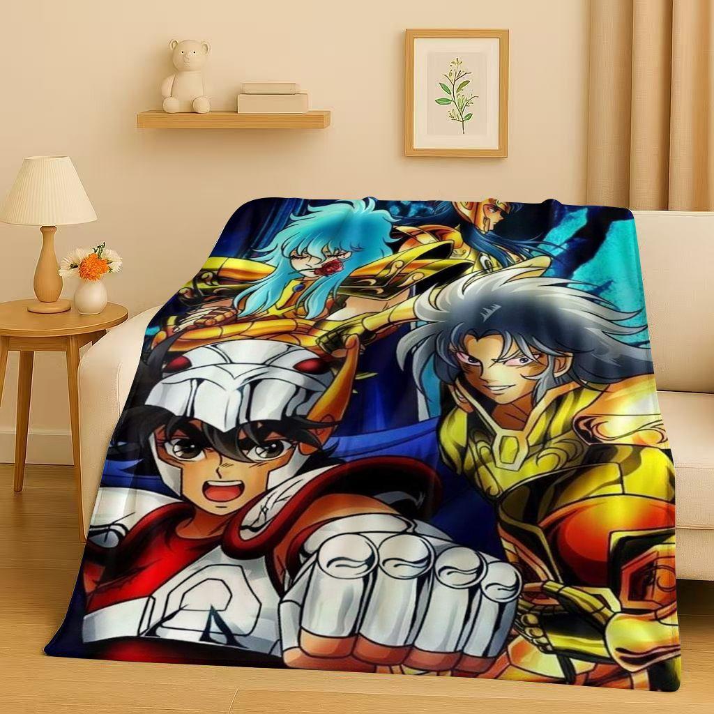 Classic Saint Seiya Shiryu Athena Cartoon Flannel Blanket,Ultra Soft Warm Plush Throw for Home Bedroom Bed Sofa Cover Travel Kid