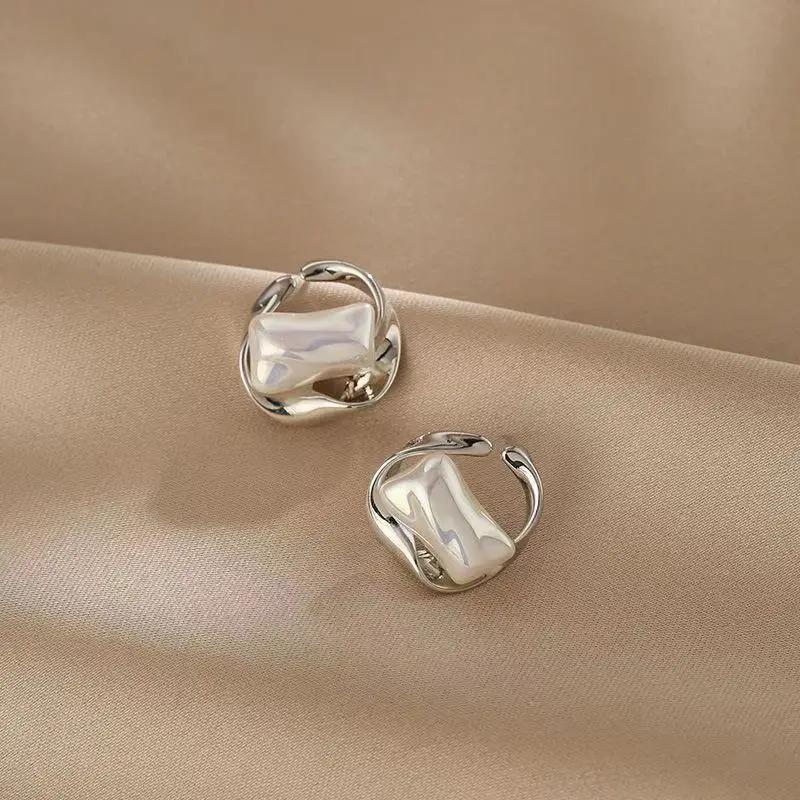 Exquisite Silver Color Irregular Pearl Earrings For Women Fashionable Personalized Daily Accessory Party  Birthday Gifts