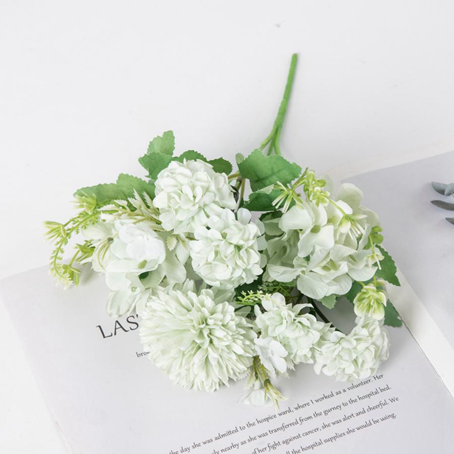 

Artificial Flowers 7 Heads Carnation Hydrangea Bulbous Chrysanthemum Wedding Wreath Bridal Bouquet Home Room Garden Decor Gifts 1 pc