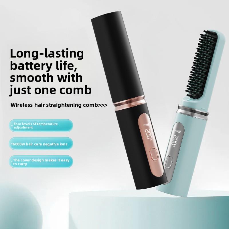 Nowa Domowa Prostownica do Włosów Bezprzewodowa Prostownica do Włosów Kręcenie Włosów Przenośna Prostownica do Włosów Elektryczny Grzebień do Stylizacji