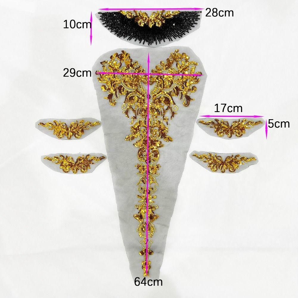 DIY Sequined Embroidery Patches Sequin Embroidery Lace Appliques Net Yarn Sequins Applique  Wedding