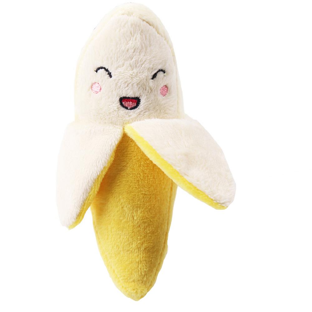 Stress Relief Pet  Plush  Toy Colorful Cartoon Fruit Animal Shape Bite-resistant Sounding Doll Molar Teeth Cleaning Props For Cats Dogs