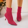 Νέες πλεκτές ελαστικές μπότες Pointy Sock Boots Κοντές ψηλοτάκουνες κοντές μπότες μεγάλου μεγέθους Fine Heel Fashion Sock Boots