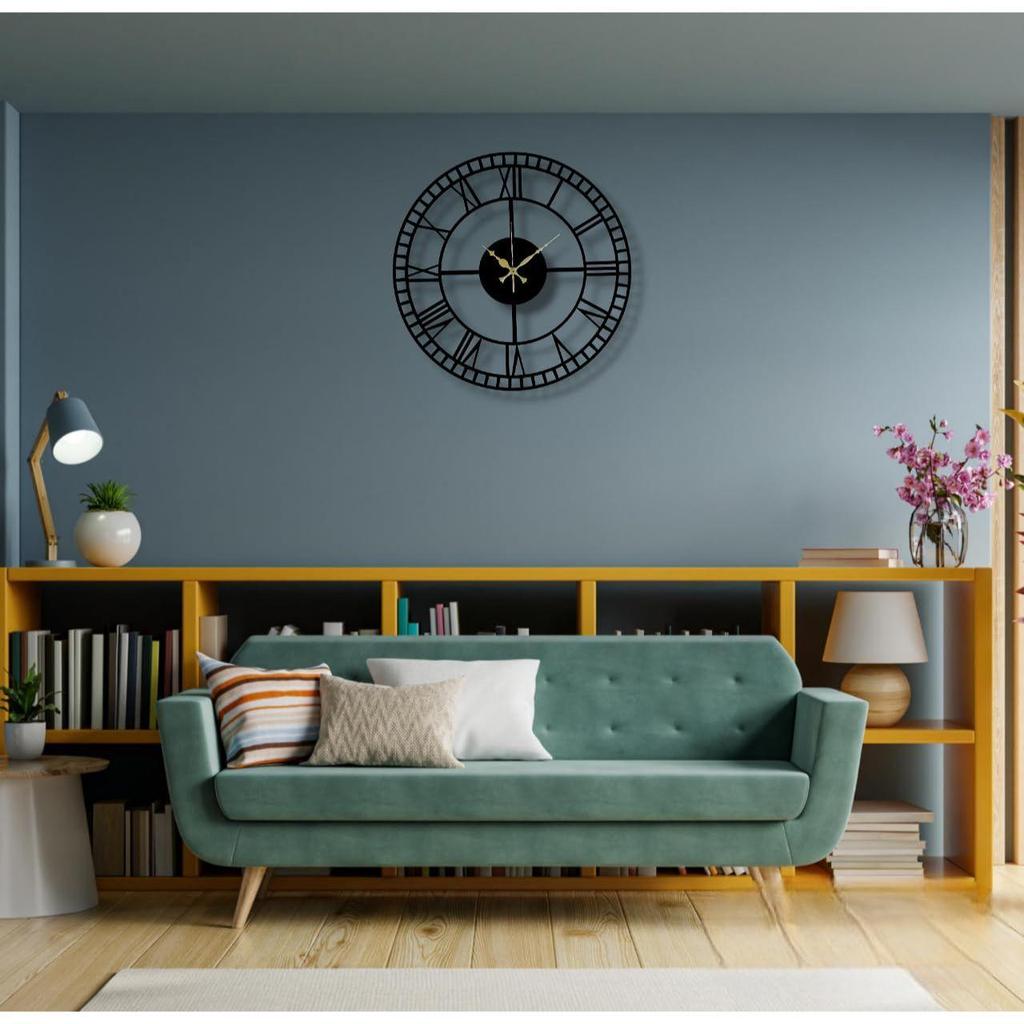 Clock for Living Room, Bedroom, Office, Kitchen, Stylish Analog Wall Clock for Home and Hall, Designer Big Size Modern Wall Watch 40 Cm, Black