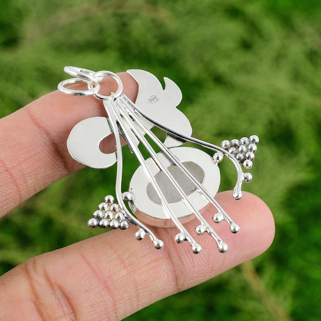 Oferta na Dzień Córki Owalny Kamień Kamień Księżycowy Tęczowy Srebro 925 Nowa Biżuteria Wisiorek