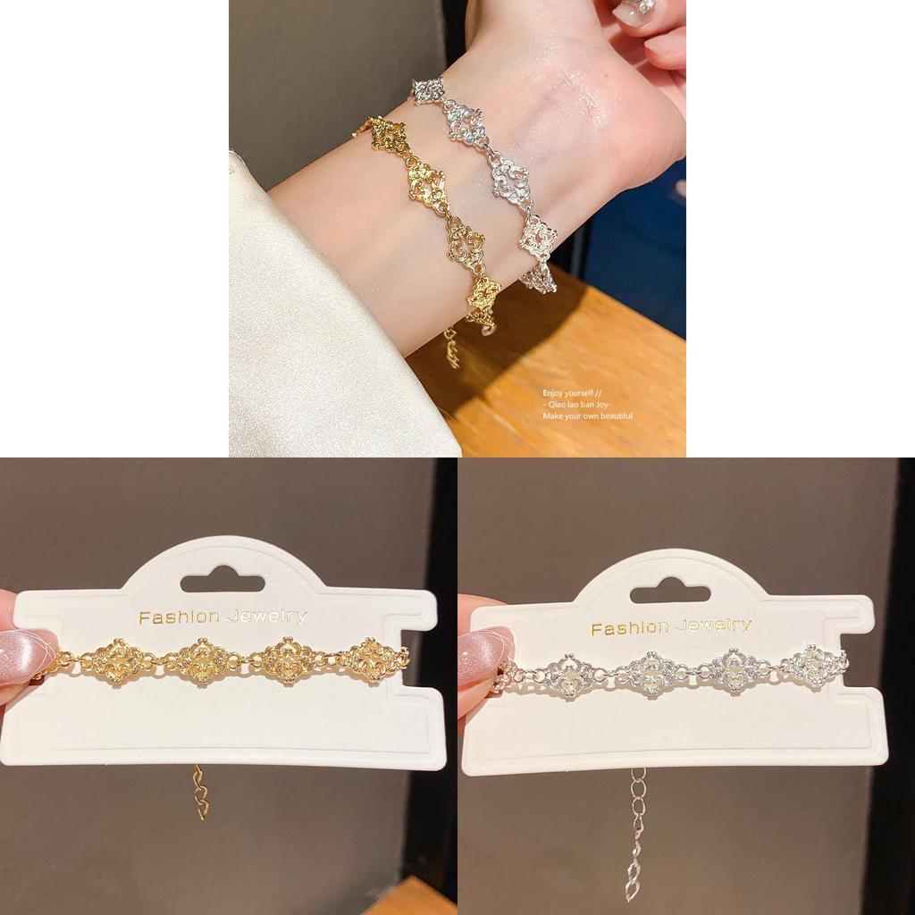 Minimalist Heart Shaped Vintage Hand Chain With Metal Finish For Female Wear