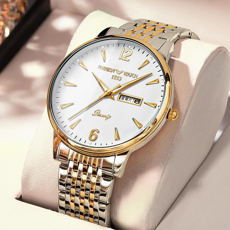 New men's watch men's business mechanical watch double calendar advanced sense waterproof quartz + luminous light