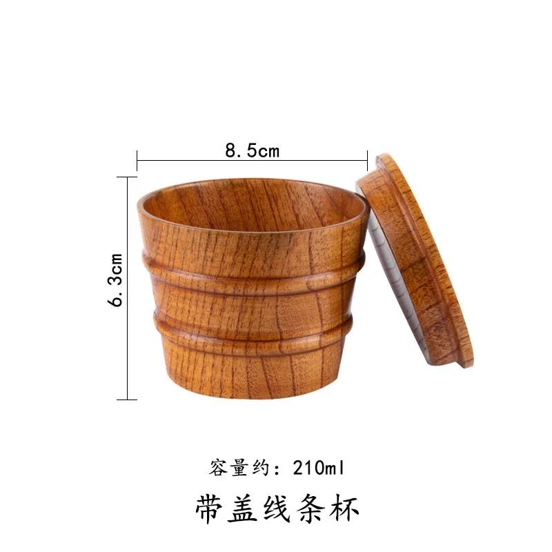 Wooden Big Belly Cups Japan Style Milk Water Cup with Handle Beer Coffee Milk Tea Mug Handmade Natural Kitchen Bar Drinkware Cup