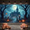Feiertagsdekoration Mondnacht Halloween-Banner Süßes oder Saures Banner Dunkelblaue Farbe Gruseliges Banner Für Community-Event Themenbezogen