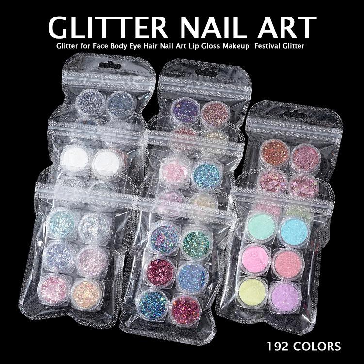 Nail Art Sequins Super Glitter Powder Symphony Combination Sequins Diy Nail Decoration 6 Color Set
