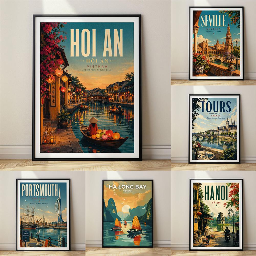 Hoi An Travel Poster Print Angers Travel Poster Print Wall Decor Canvas Painting Hanoi Travel Poster Seville Travel Poster Print