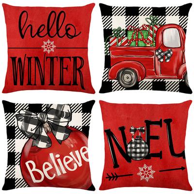 Weihnachtskissen Schneekissen Kissenbezug Buchstaben Weihnachtskissen Bedrucktes Kissen Leinen Zuhause Sofa Dekoration