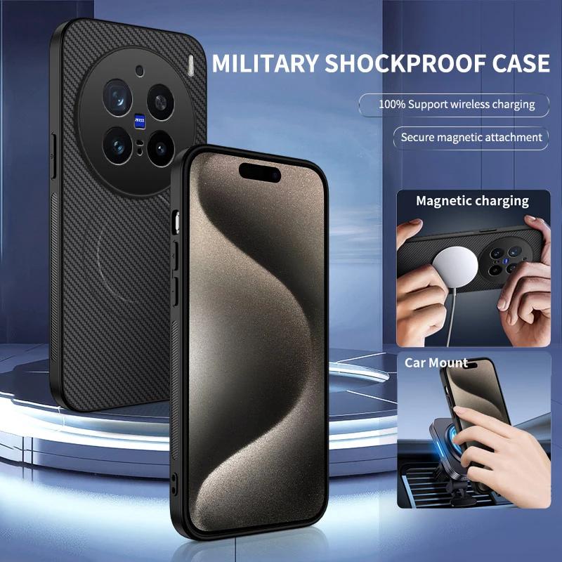 For vivo X200 Ultra Pro Phone Case Magnetic Wireless Charging Lens Protection Shockproof Silicone Leather Back Cover Shell Cases
