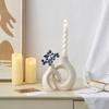 Minimalism Home Decor White Interlock Candle Holder Living Room Tabletop Ornament Ceramic Candlestick Wedding Decoration Gift