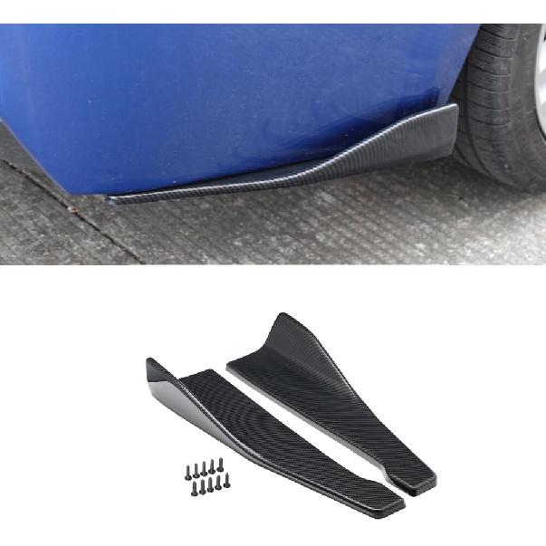 Pair of Car Rear Bumper Lip Diffuser Splitter, Universal Side Skirt Spoiler,Wrap Angle Protector,Bumper Lip Body Kit (Carbon Fiber Pattern)