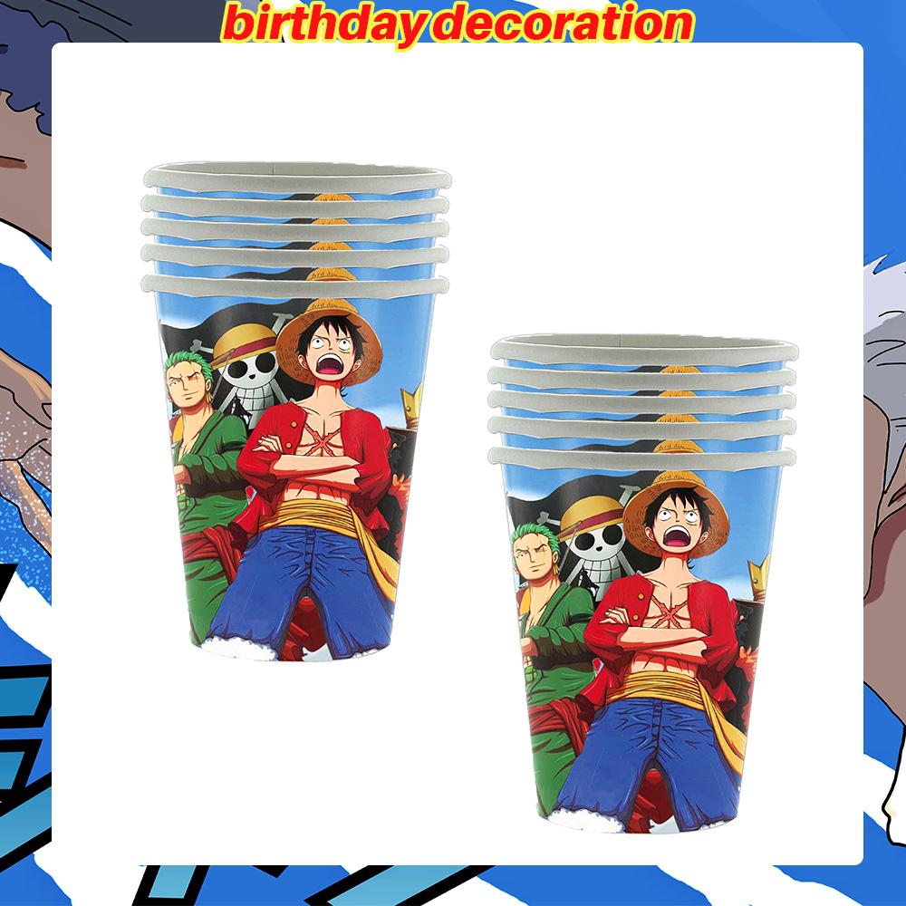 Dekoracje Urodzinowe One Piece Balon Luffy Zoro Jednorazowe Talerzyki Imprezowe Baner Dekoracja Tortu Torebki na Prezenty Chłopcy Akcesoria na Baby Shower