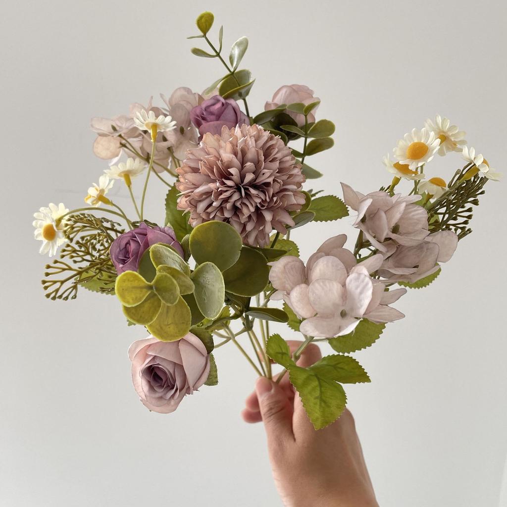 Simulated rose, chamomile, peony, hydrangea artificial flowers for decoration, bouquet for living room, wedding bouquet