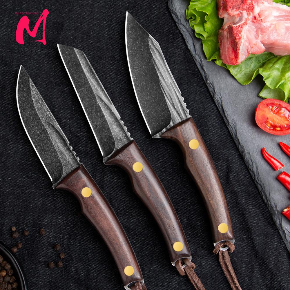 Handmade Forged Knife 4inch High Carbon Steel Mongolia Paring Knife Boning Knifes  Meat Cleaver Butcher Knife Chef Knife