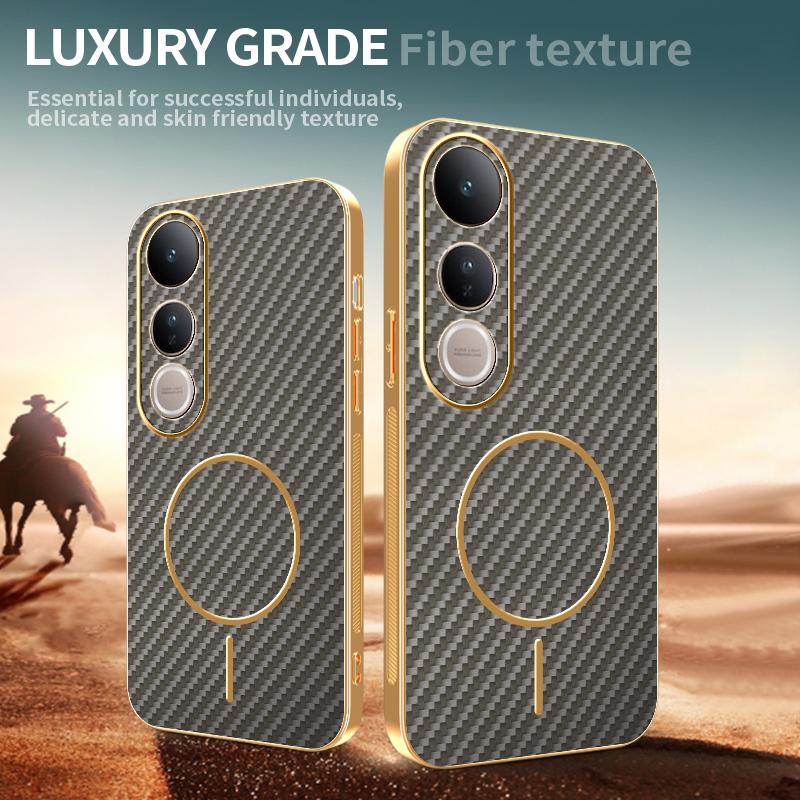 Case For vivo V50 Lite New Electroplating Kevlar Magnetic Frosted Cover For vivo V50Lite Shockproof Bumper Funda
