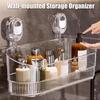 Storage Rack No-Drill Wall-Mounted Suction Cup Storage Shelf Glacier Pattern Shower Caddy Hanging Organizer Bathroom Accessories