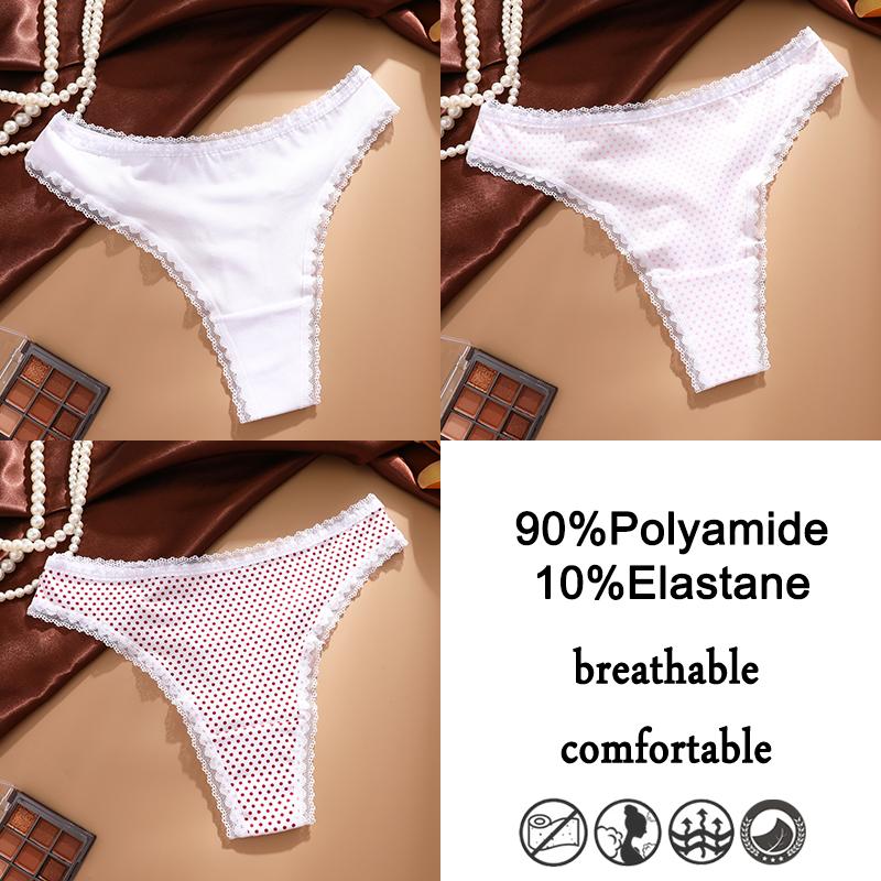 FINETOO 3Pcs Lace Panties Sexy G-String Women's Underwear T-Back Lingerie for Female Panties Underpants Briefs Thong Intimates