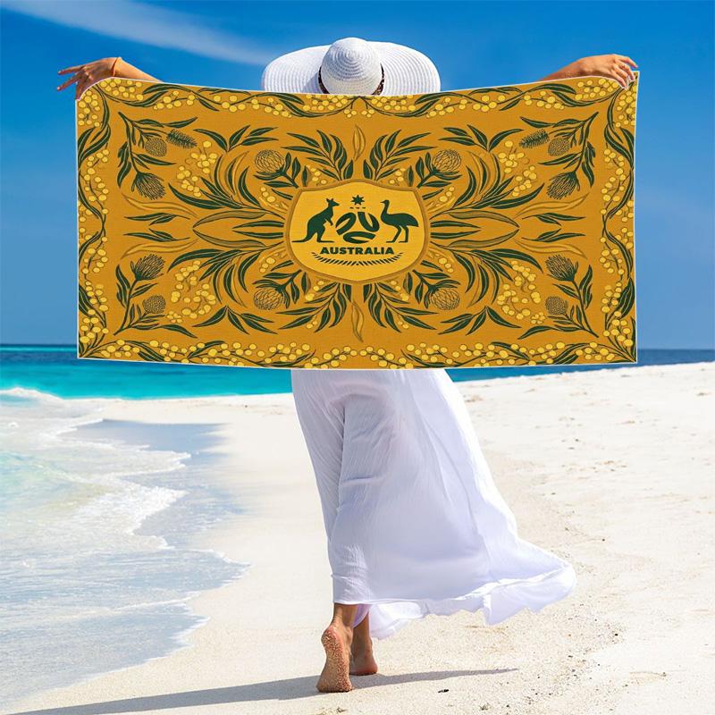 The Socceroos Australia Print Beach Towel, Large Soft Quick Dry Towel for Beach Camping Swimming
