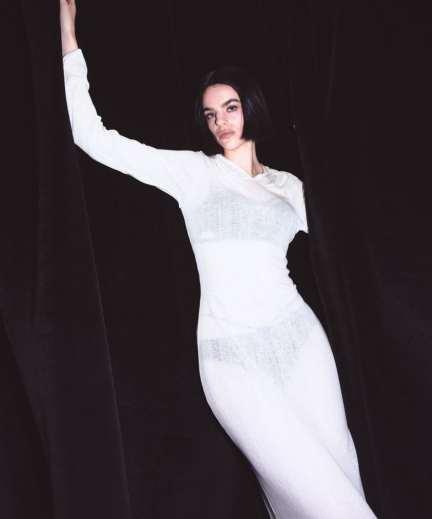 VINAJ Hooded Long Dress Cover-Up (White)