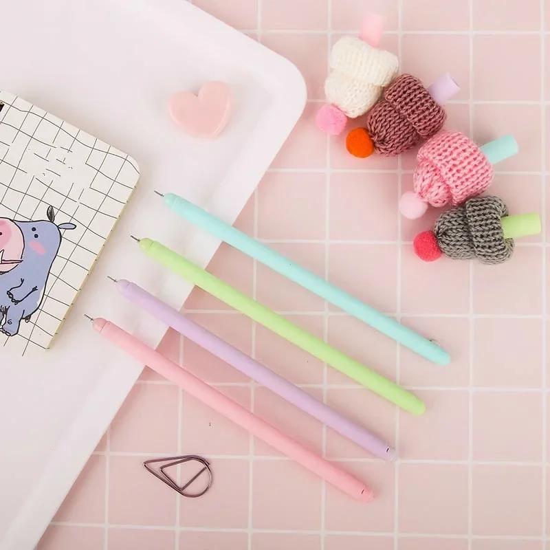 1Pcs Creative Cute Black Gel Pen The Small Fresh Hat Pen Cover Signature  Learning Stationery Gifts School Supplies