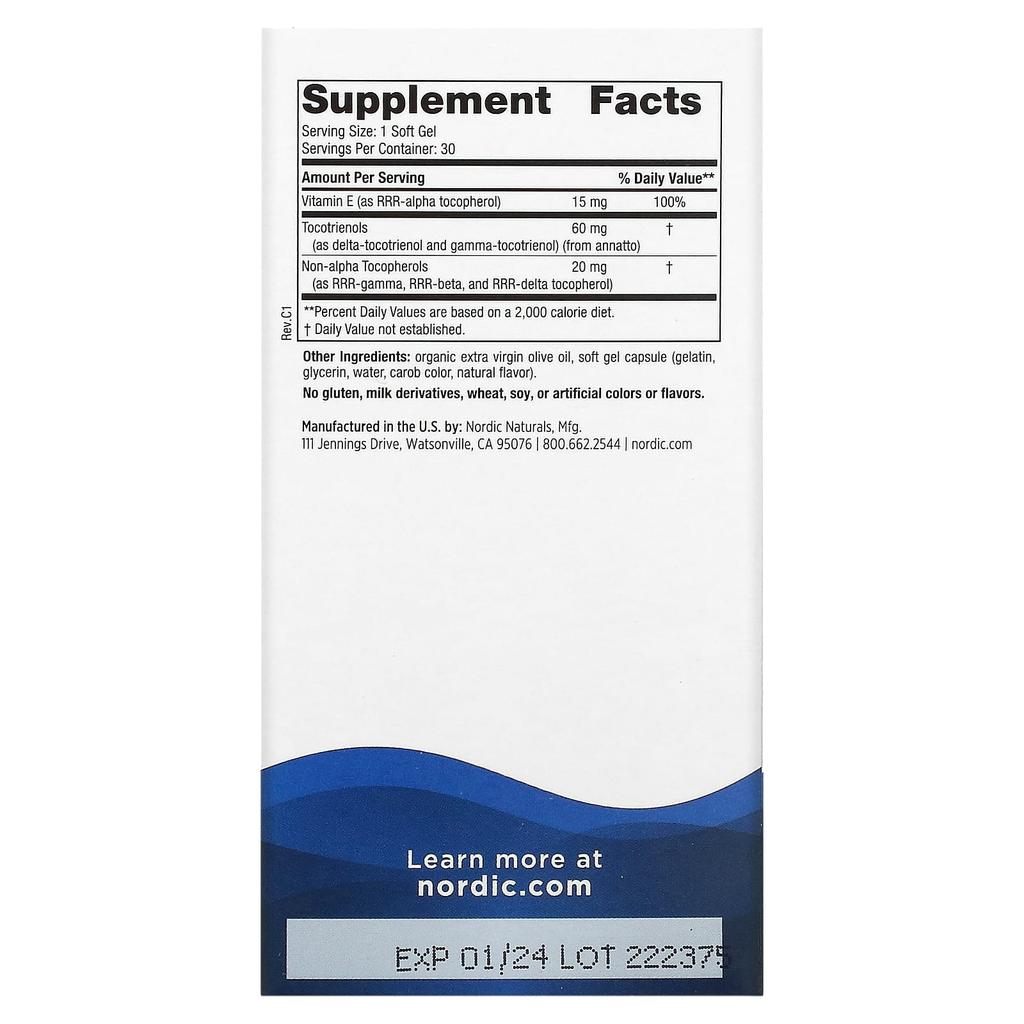 Nordic Naturals, Vitamin E Complex, 30 Softgels