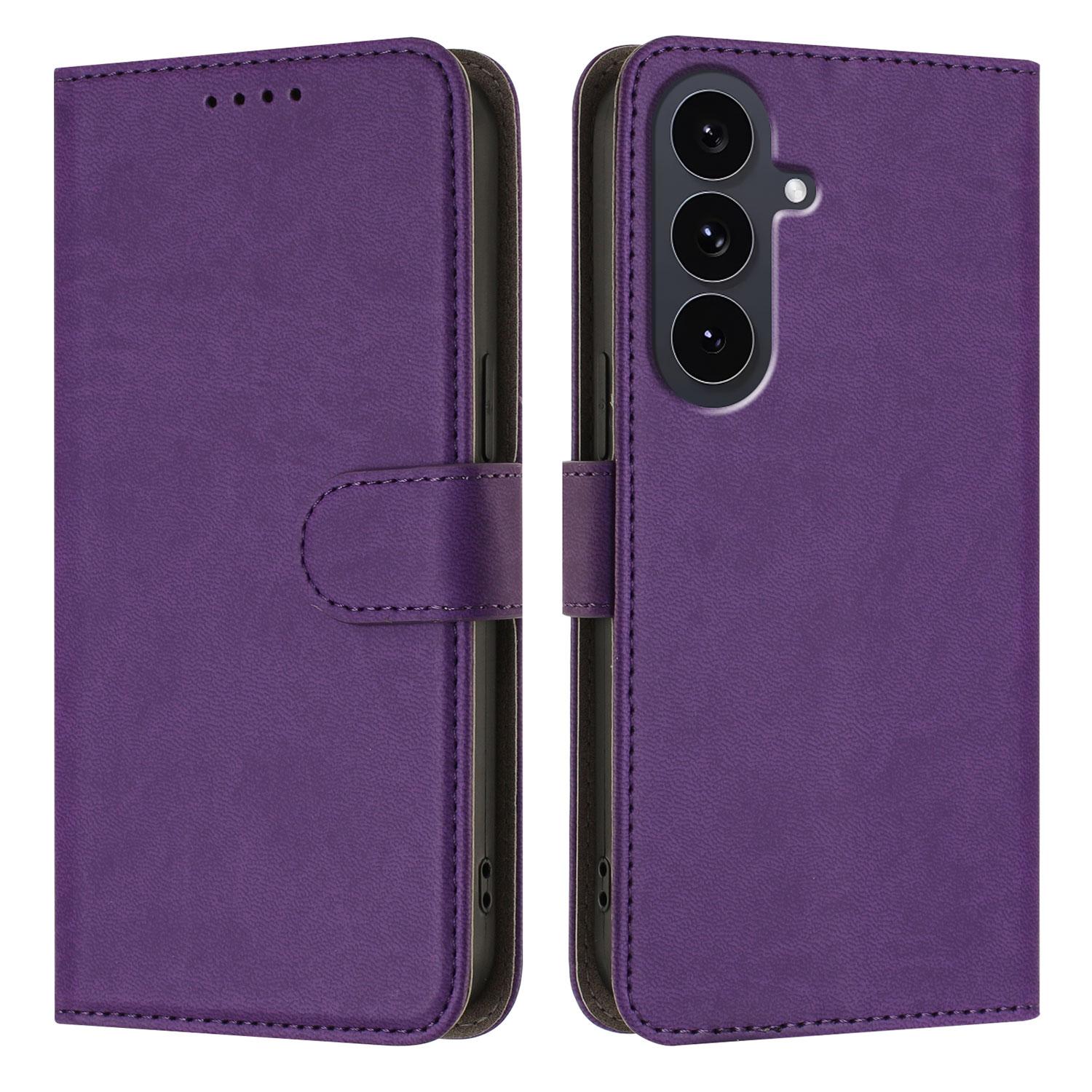 

For Samsung Galaxy S24 FE Leather Case Solid Color Phone Cover with Wallet H