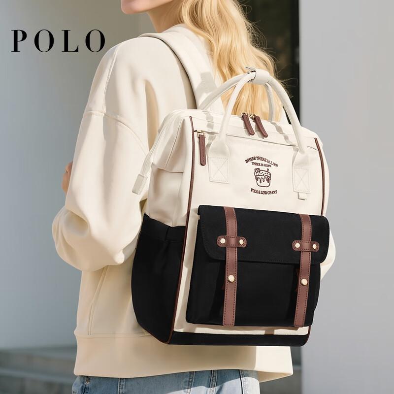 POLO Backpack for Women, Niche High-End Schoolbag, Huawei Apple 15.6-Inch Laptop Bag, Large Capacity Backpack, Gift for Girlfriend