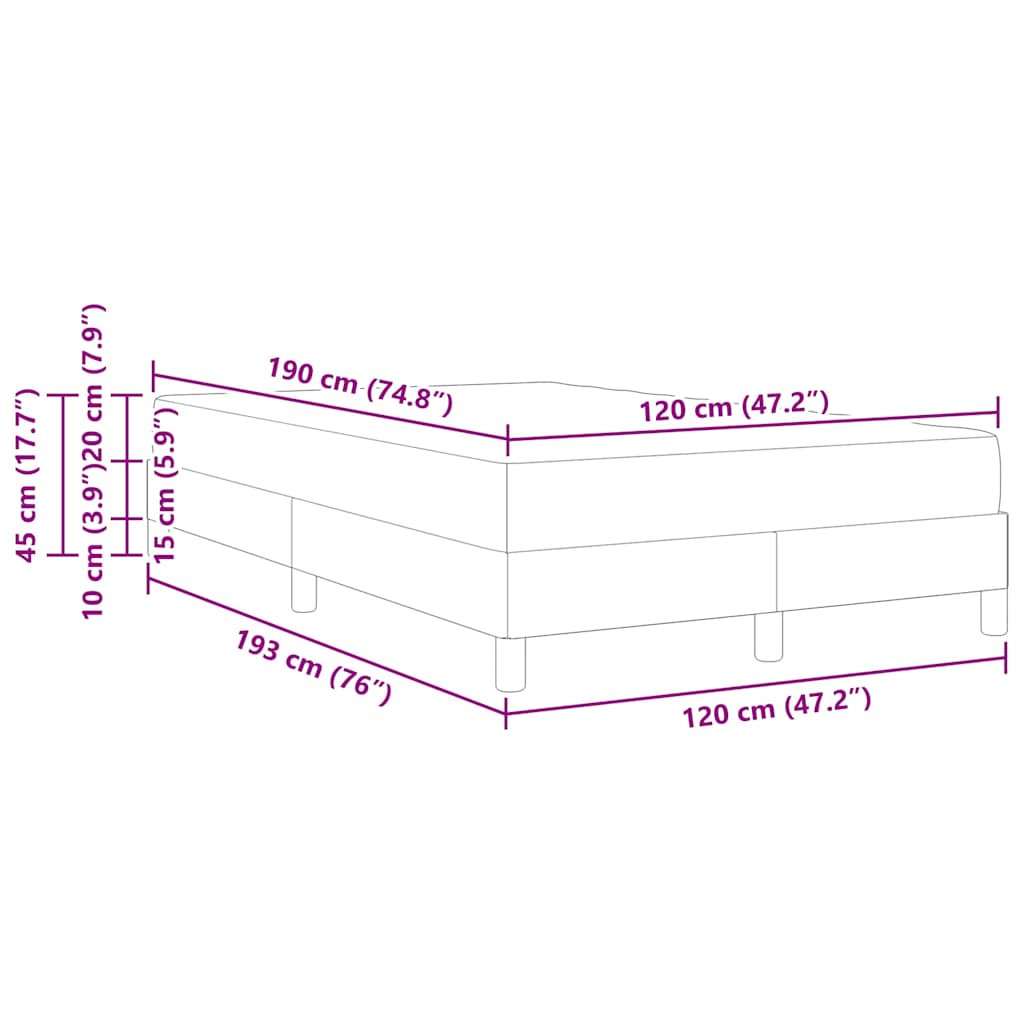 Box Spring Bed with Mattress Dark Gray 120 x 190 cm Fabric