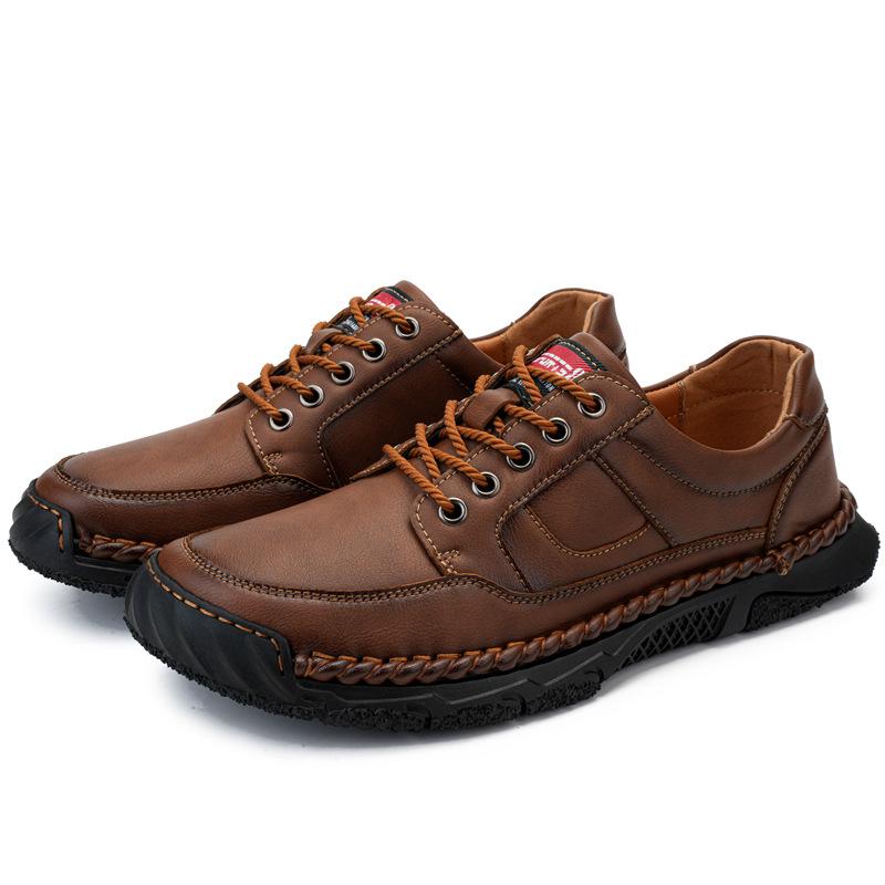 Classic Men Casual Handmade Casual Leather Sneakers Outdoor Antiskid Running Safety Comfort Driving Shoe Soft Board Walking Shoe