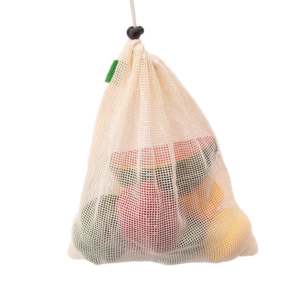Kitchen Cotton with Drawstring Reusable Storage Bag Storage Mesh Bags Washable Fruit and Vegetable