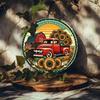 Iron Tin Sign Vintage Red Truck Sunflower Farmhouse Wall Art Decor