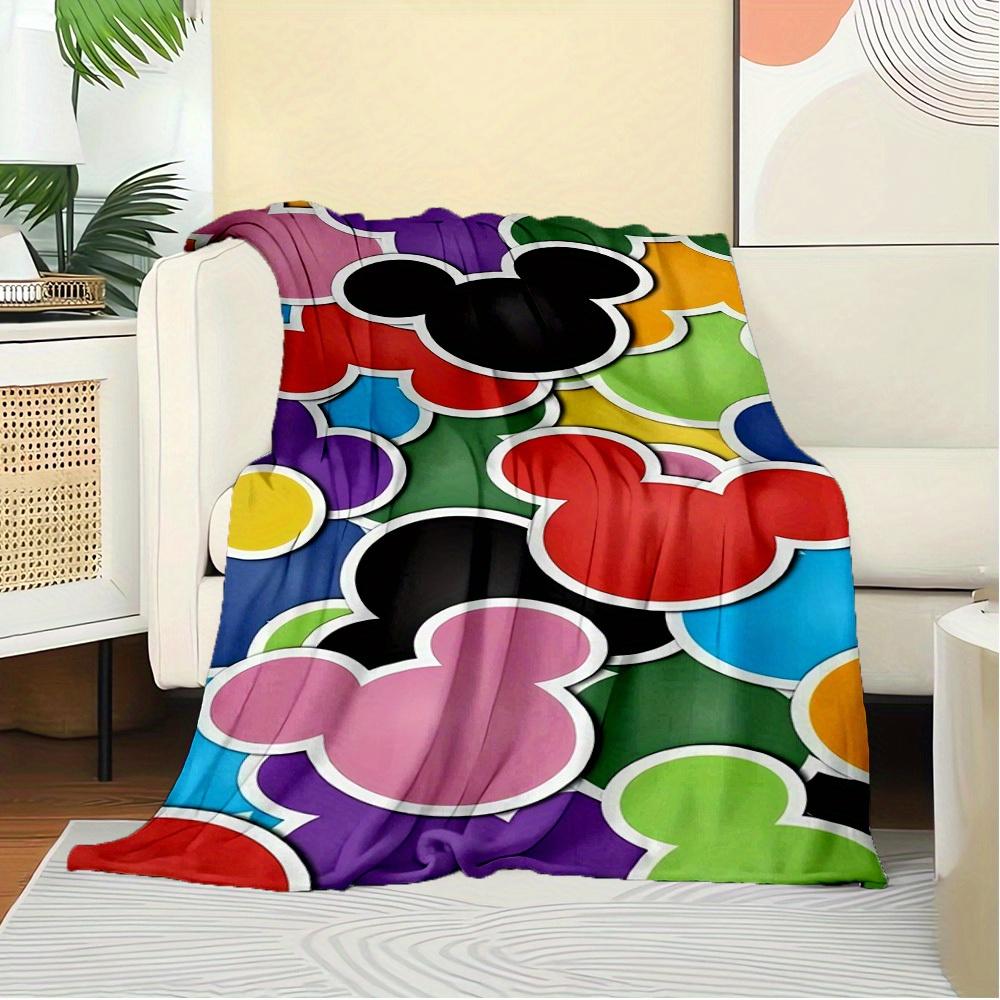 1pc Velvet Mickey Mouse Ears Multi-Color Throw Blanket for Bed Sofa Gift Home Decoration, Soft Warm Plush Coverlet, Room Decor