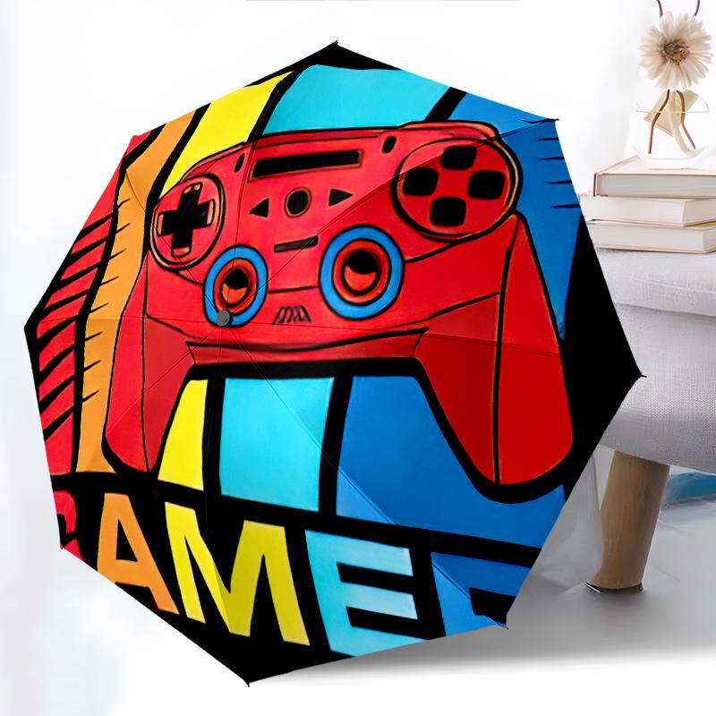 1PC Game theme Umbrella Portable Folding Umbrella Iron Frame Hole Bone Structure Outdoor Home Umbrella A9